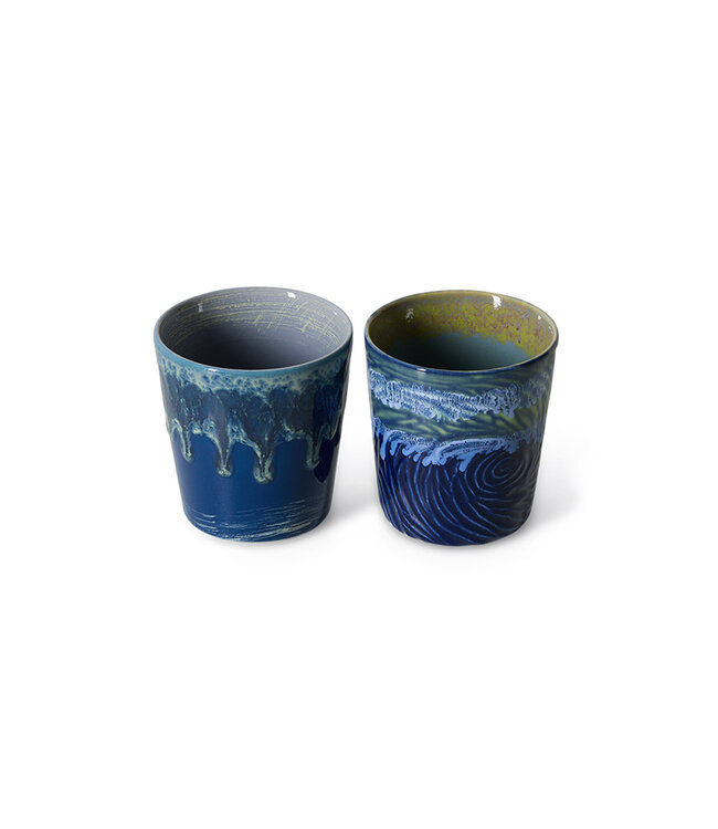HKliving 70s ceramics: Van Gogh coffee mugs Starry night (set of 2)