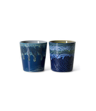 HKliving 70s ceramics: Van Gogh coffee mugs Starry night (set of 2)