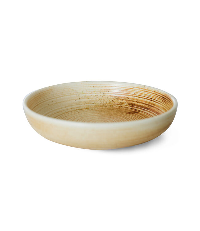 HKliving Chef ceramics: deep plate rustic cream/brown, M