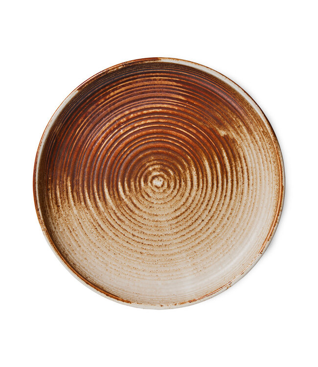 HKliving Chef ceramics: deep plate rustic cream/brown, M