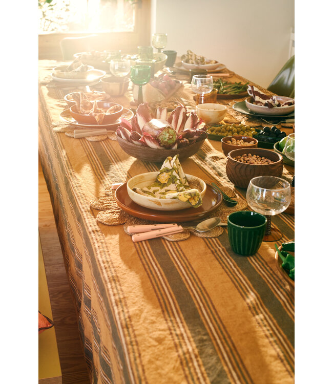 HKliving Chef ceramics: deep plate rustic cream/brown, M