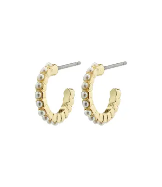 Pilgrim EKTA pearl huggie hoop earrings gold-plated