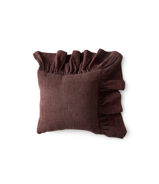 HKliving Ruffle cushion Chestnut