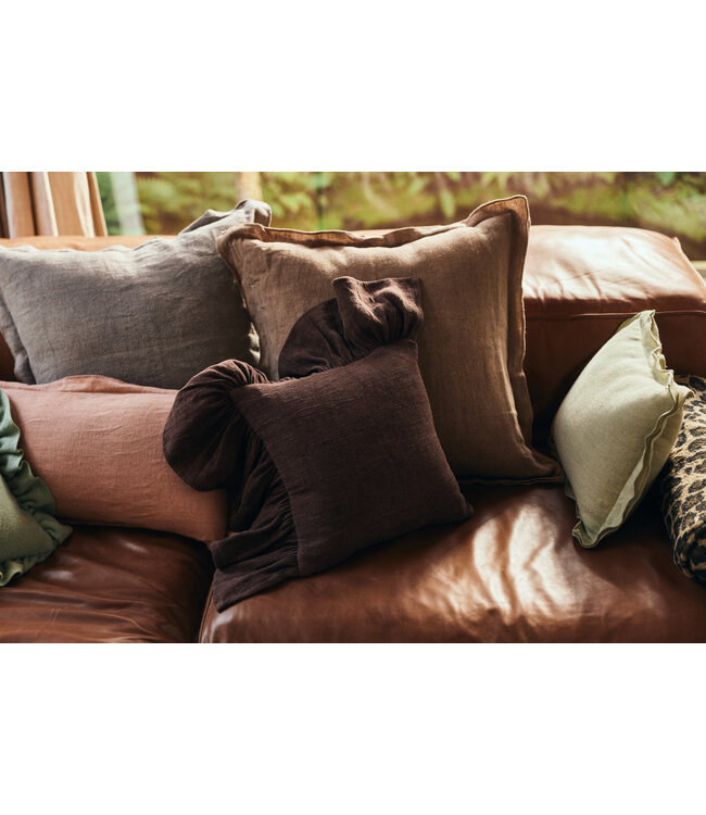 HKliving Ruffle cushion Chestnut