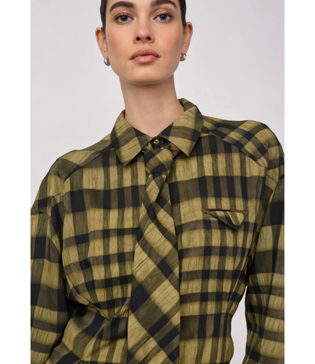 Co’Couture KyelCC Check Tie Pleat Shirt