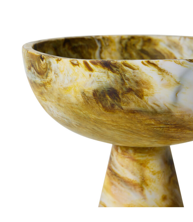 HKliving Marbled bowl on base ochre
