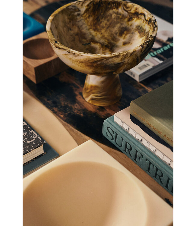 HKliving Marbled bowl on base ochre