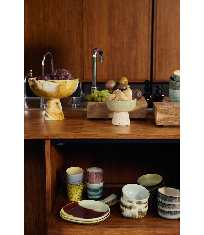 HKliving Marbled bowl on base ochre