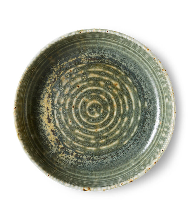HKliving Chef ceramics: deep plate L - rustic green