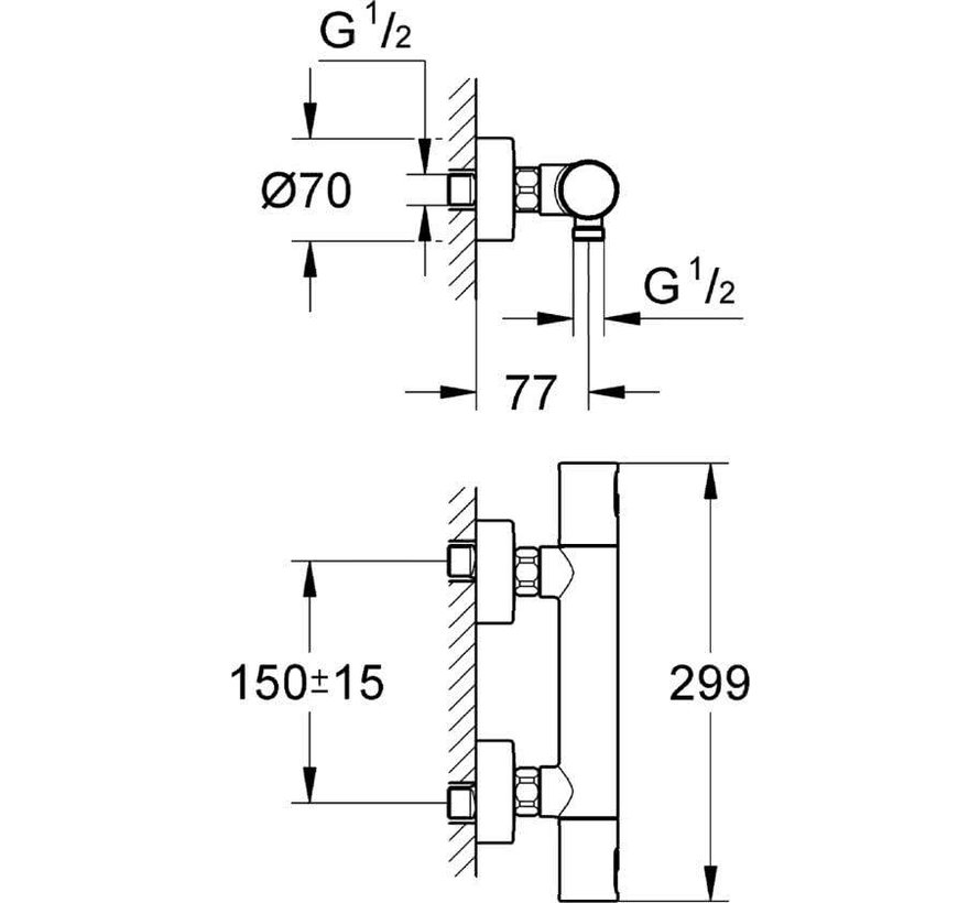 GROHE Precision Joy Thermostatische Douchekraan - 15 cm hartafstand
