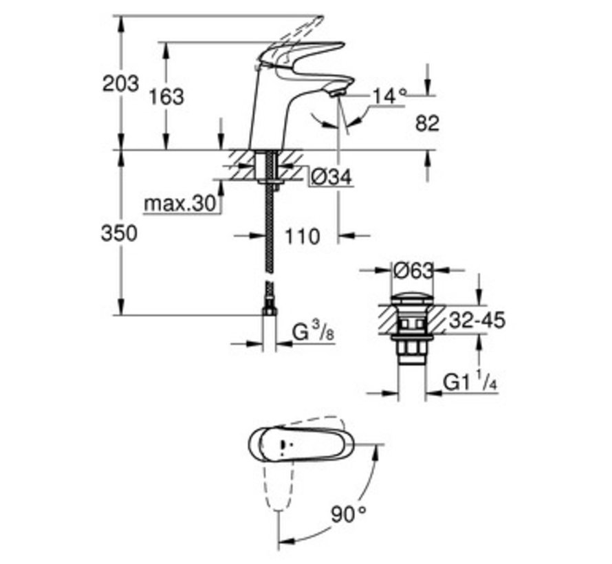 Grohe Wastafelkraan Wave S Chroom
