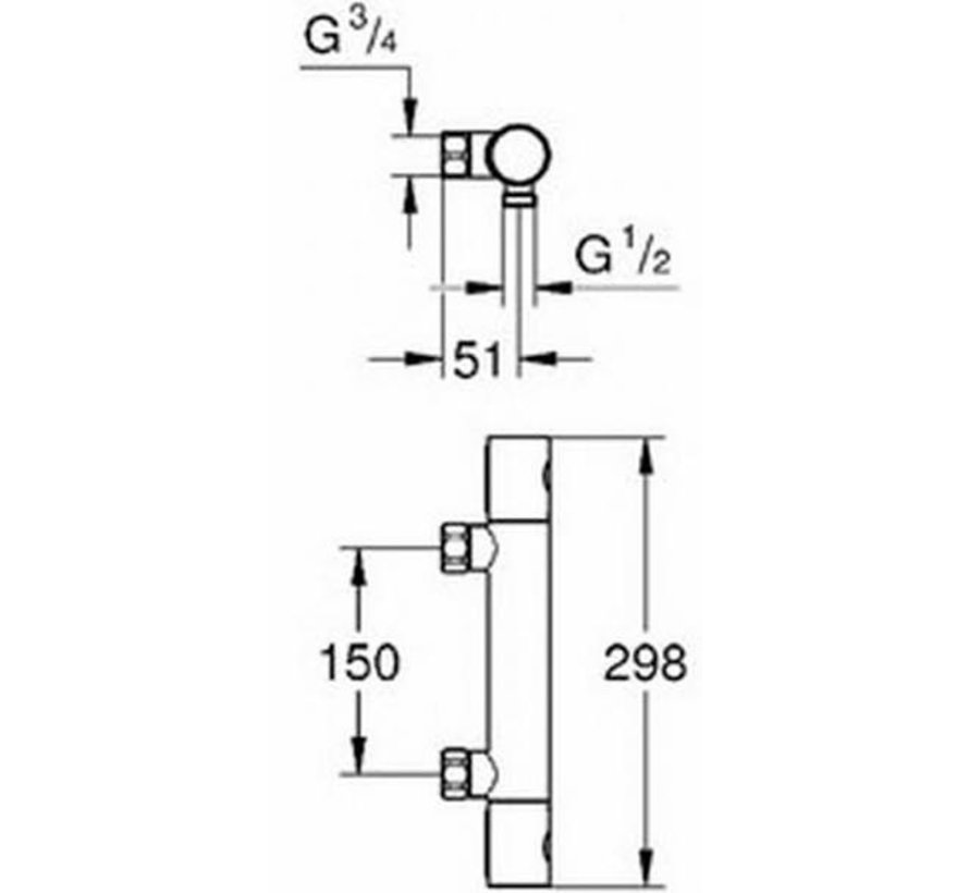 GROHE Grohtherm 1000 Cosmopolitan M Chroom  zonder koppelingen