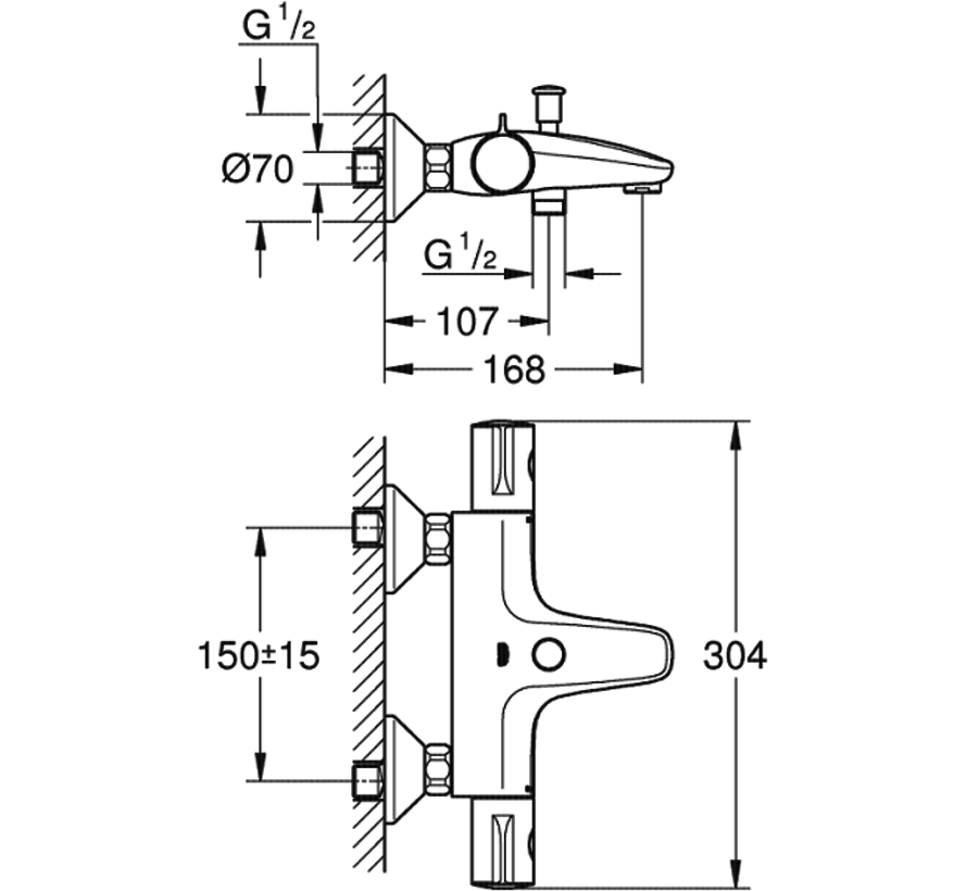 Grohe Grohtherm 800 thermostatische badkraan chroom