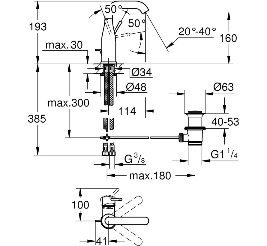 Grohe Essence M-size wastafelkraan chroom