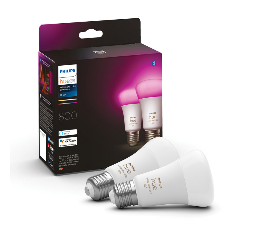 Philips Hue White and Color E27 10.5W Duo pack