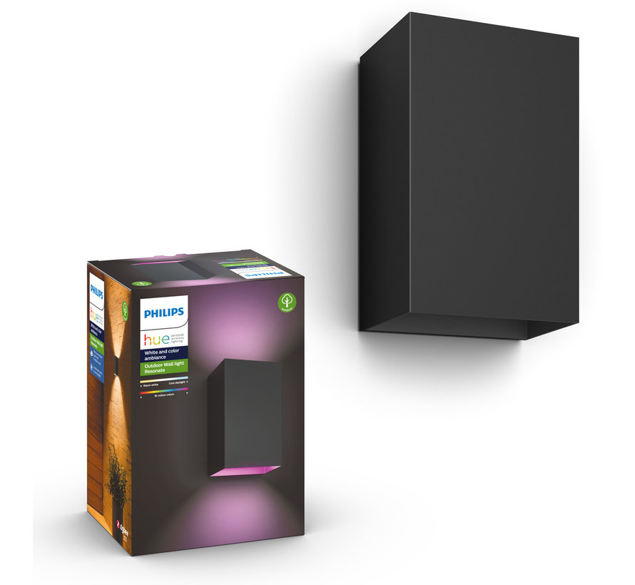 Philips Hue Outdoor Resonate Wandlamp White & Color Zwart