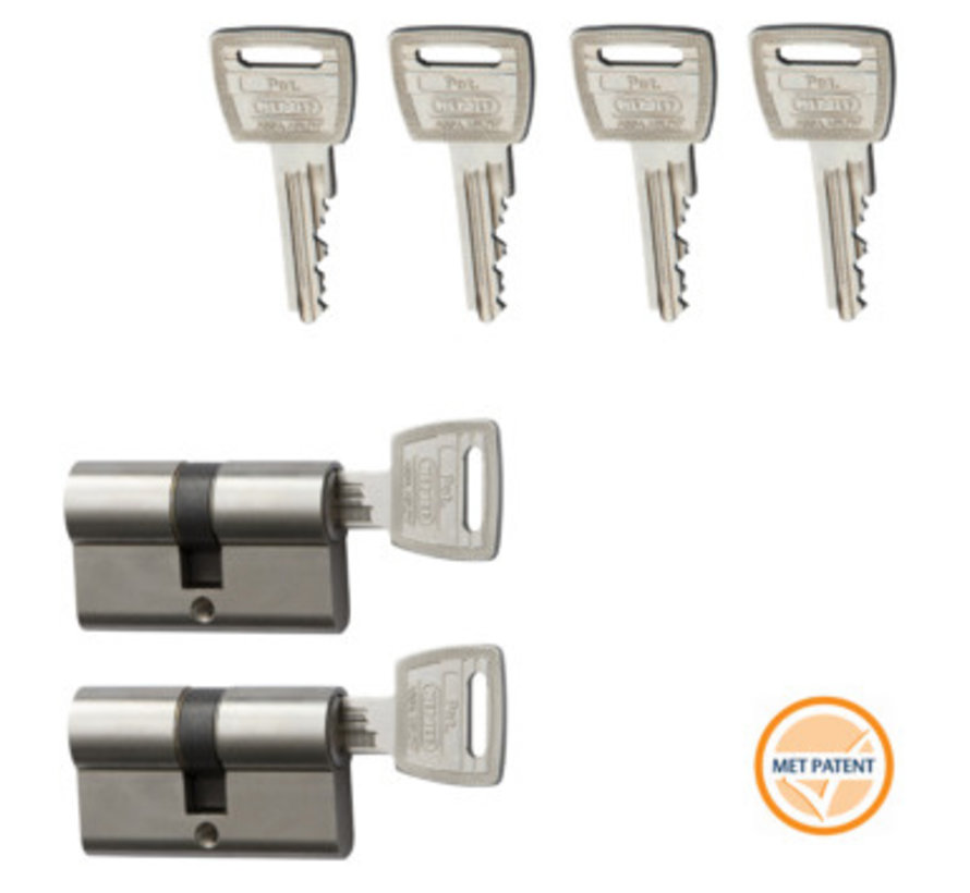 NEMEF veiligheidscilinder NF3+ 30/30 mm SKG 3-sterren gelijksluitend (2 stuks) 132/9p