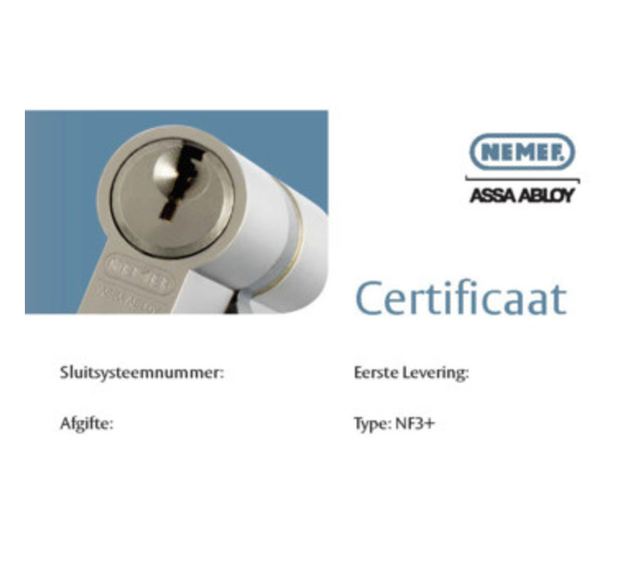 Nemef Veiligheidscilinder NF3+ 30/30 mm SKG 3-sterren gelijksluitend 3 stuks 132/9P