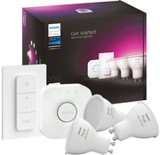 Philips Hue White & Color Starter 3-Pack GU10 + dimmer en Bridge