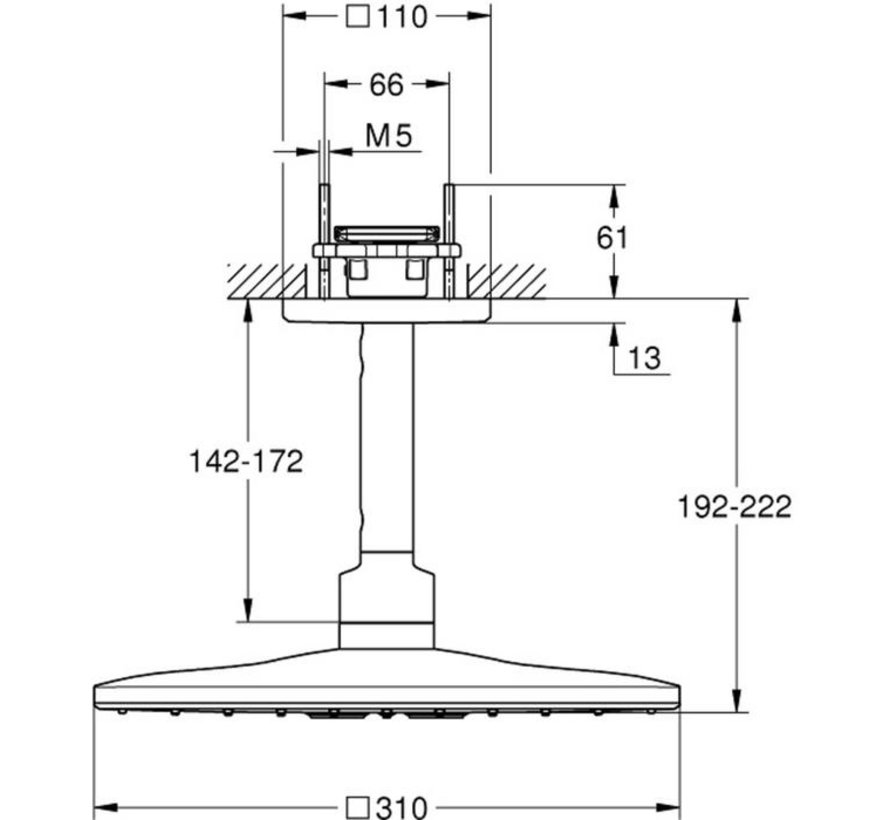 Grohe Rainshower 310 Smartactive Hoofddoucheset 31x31x22,2 cm Hard Graphite