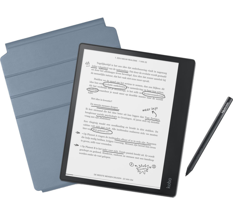 Kobo Elipsa Blauw + Back Cover + Stylus