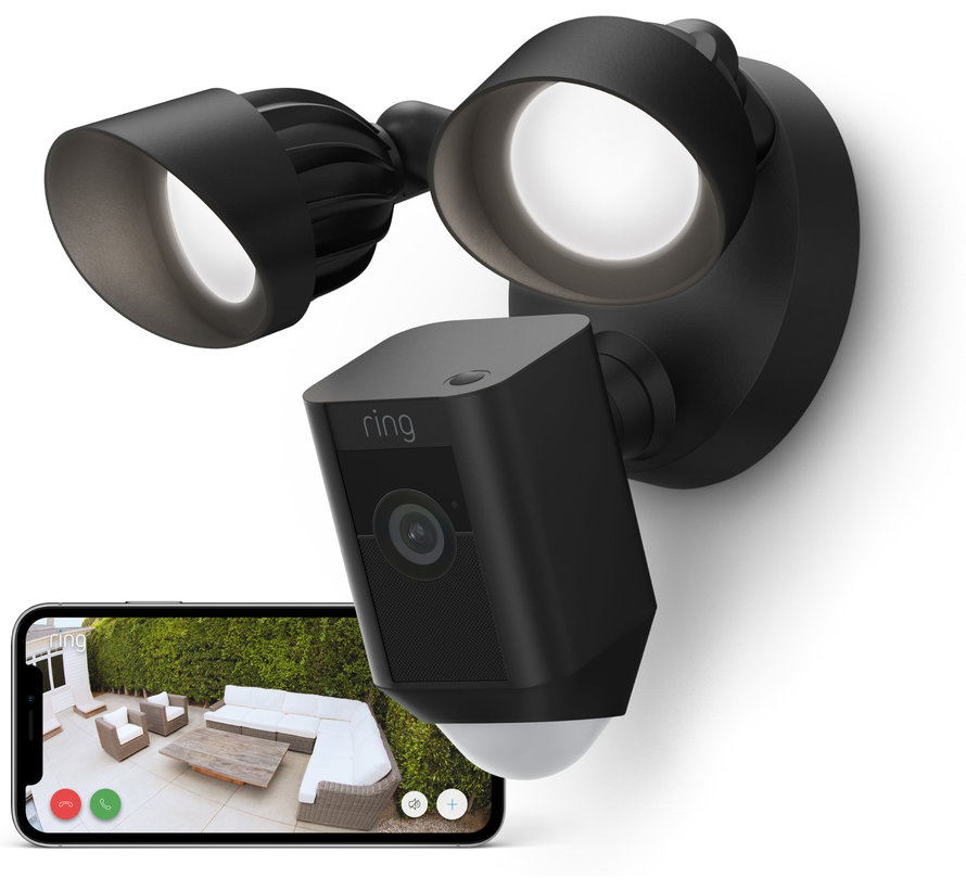 Ring Floodlight Cam Wired Plus Zwart