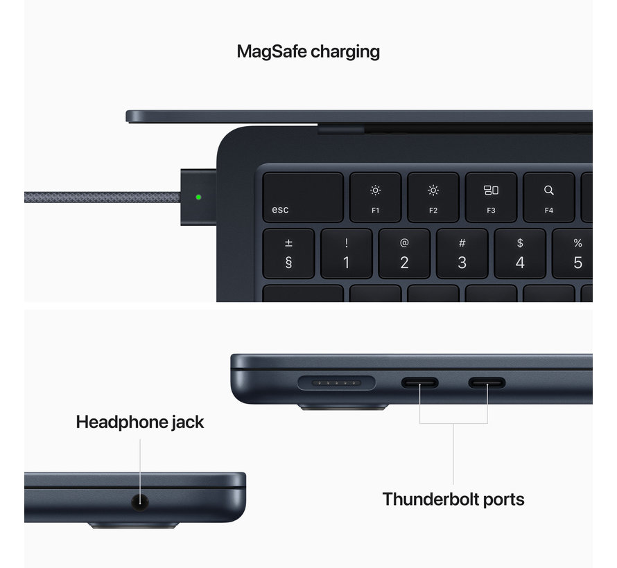 Apple MacBook Air (2022) Apple M2 (8 core CPU/8 core GPU) 8GB/256GB Middernacht Azerty