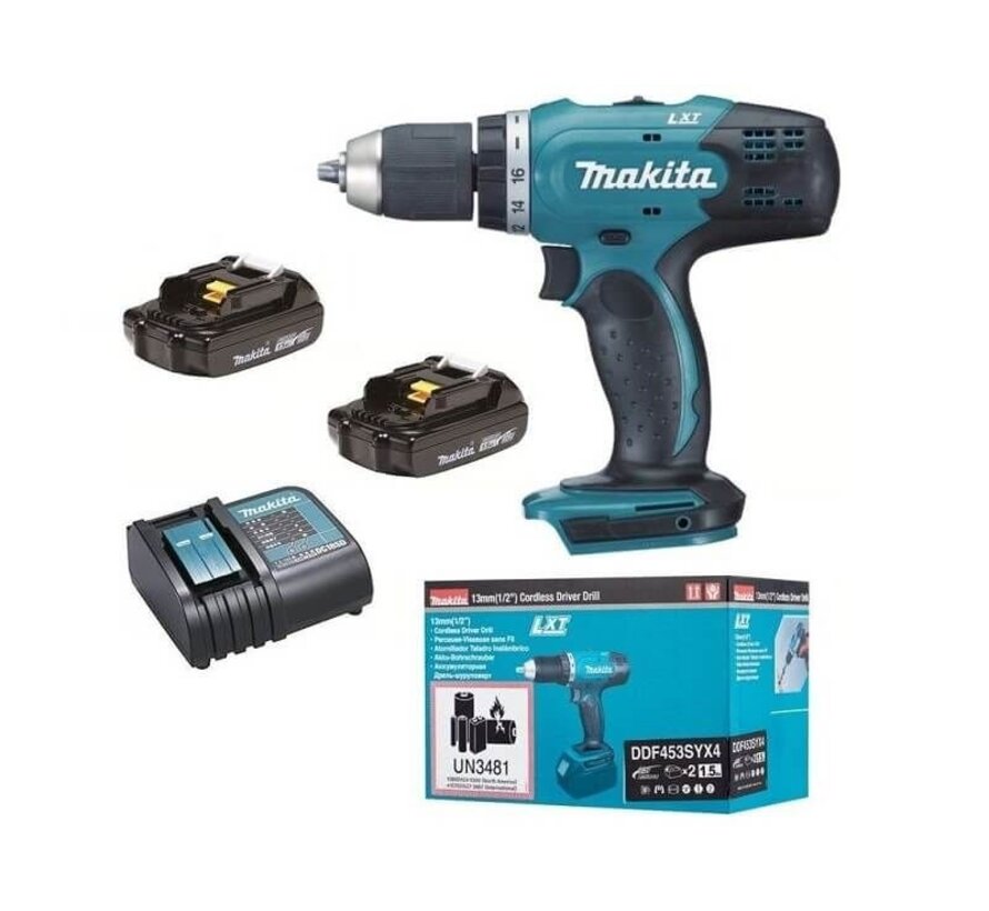 Makita DDF453SYX4 Boor-/schroefmachine | 18v 1.5Ah Li-ion in doos