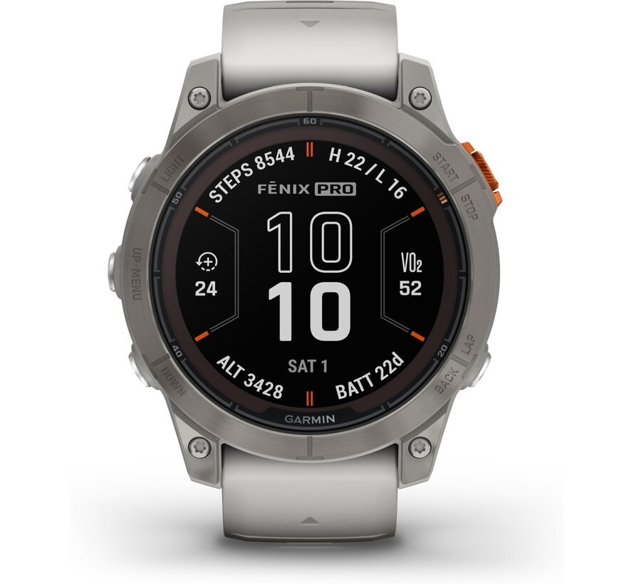 Garmin fēnix 7 Pro Sapphire Solar Edition Titanium Grijs/Oranje