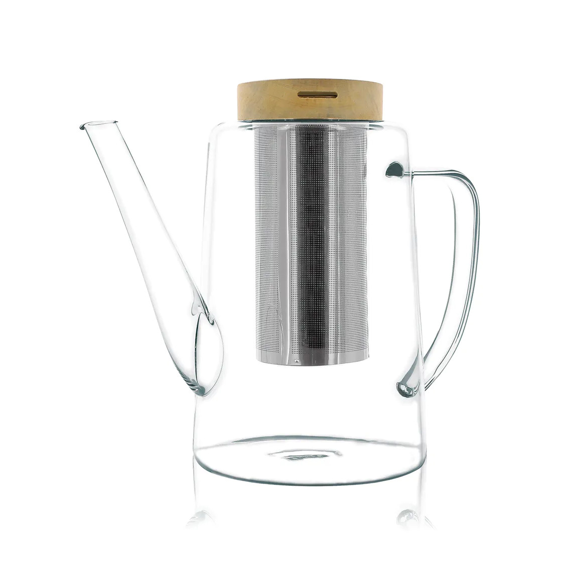 Ogo Living Theepot van borosilicaatglas met houten deksel 1.2L Gustave