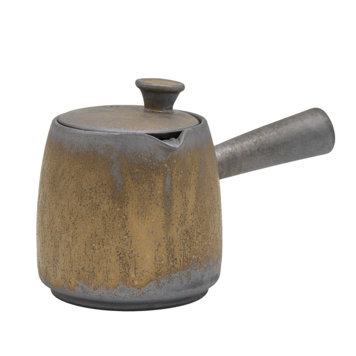 Gohobi Everyday theepot met zijhandvat van keramiek met metallic glazuur