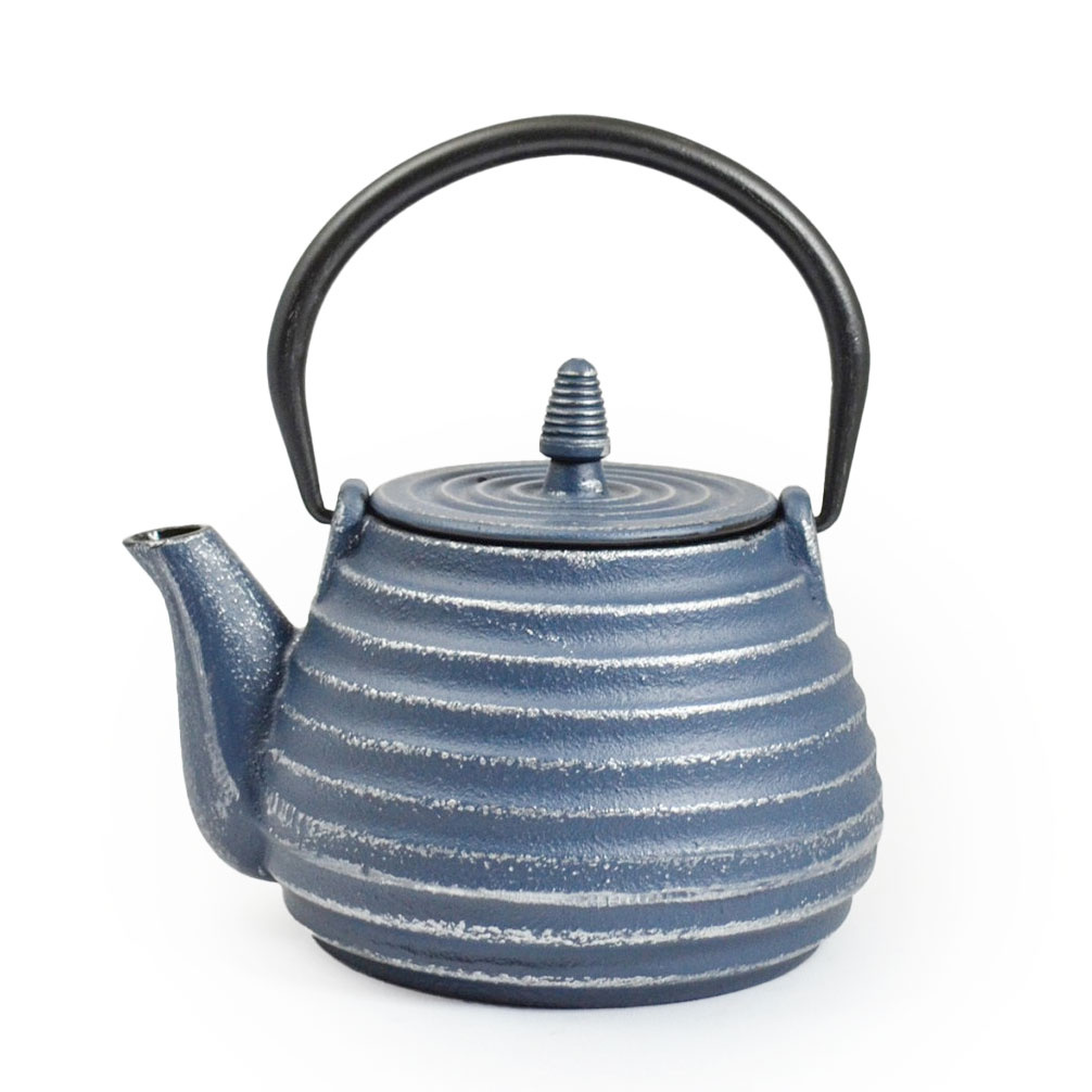 Ja-Unendlich Klassieke gietijzeren theepot, 0,8l Blauw Zilver