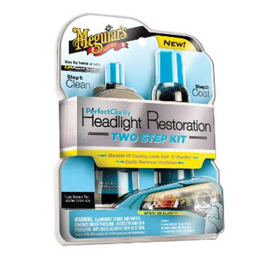 Meguiars Perfect Clarity Headlight Restoration Kit (118ml Cleaner/188ml Coating/2 Pads)