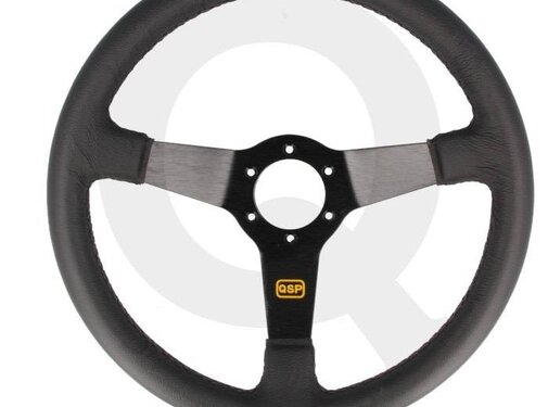 QSP products QSP Sportstuur leer, 3-spaak, verdiept 70mm, Spaak= zwart
