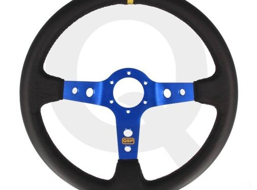 QSP products QSP Sportstuur leer, 3-spaak, verdiept 90mm, Spaak= blauw