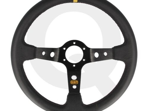 QSP products QSP Sportstuur leer, 3-spaak, verdiept 90mm, Spaak= zwart