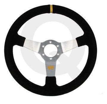 QSP products QSP Sportstuur suede, 3-spaak, verdiept 70 mm Spaak= zilver