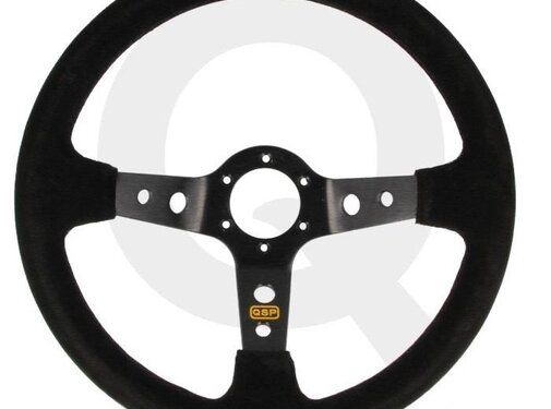 QSP products QSP Sportstuur suede, 3-spaak, verdiept 90mm, Spaak= zwart
