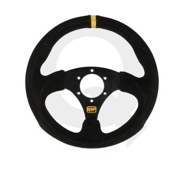 QSP products QSP Sportstuur suede, 3-spaak, vlak, Spaak=zwart - DIAM 300mm
