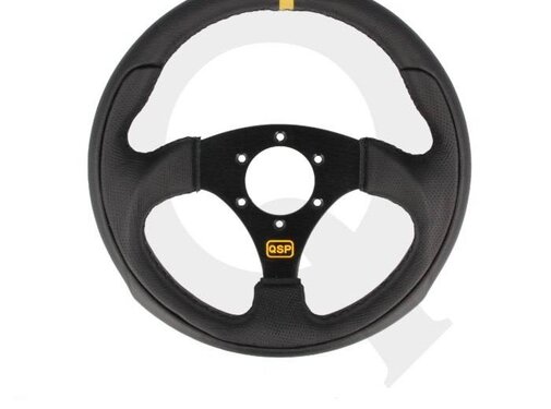 QSP products QSP Sportstuur leer, 3-spaak, vlak, Spaak=zwart - DIAM 300mm