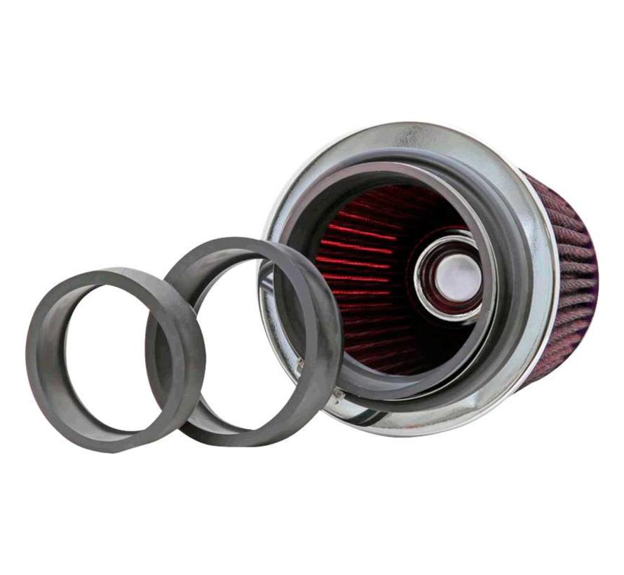 K&N RG-Serie universeel vervangingsfilter met 3 aansluitdiameters Rood (RG-1001RD)