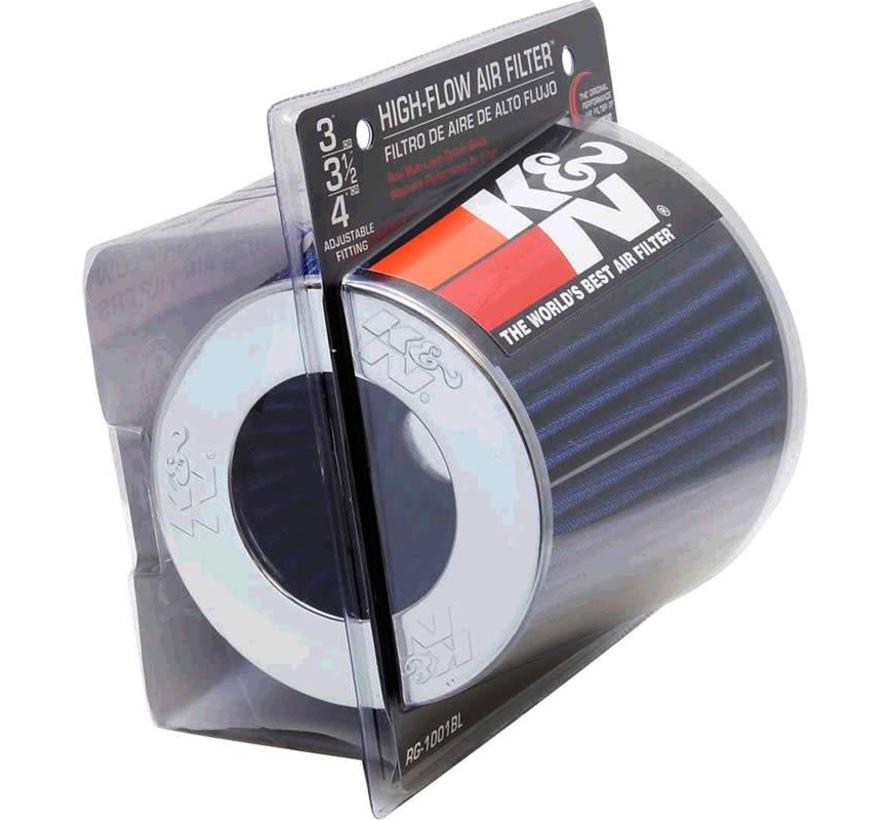 K&N RG-Serie universeel vervangingsfilter met 3 aansluitdiameters Blauw (RG-1001BL)