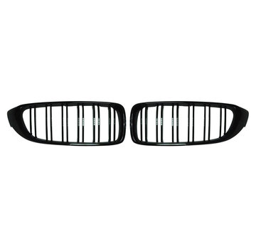 Autostyle Glanzend zwarte Grills BMW 4-Serie F32/F33 2014-2016 & M3 F80 & M4 F82 'M-Style