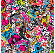 Autostyle Stickerbomb Folie - Graffiti design 1 - Rol 60x200cm - zelfklevend