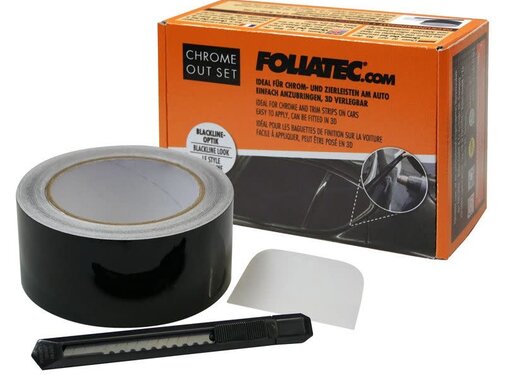 Foliatec Foliatec 'Chrome Out' Set Zwart Glanzend - Folie strip 5cm x 15m