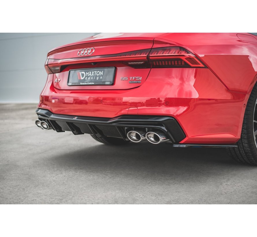 Maxton Design REAR DIFFUSER + Exhaust Ends Imitation Audi A7 C8 S-Line