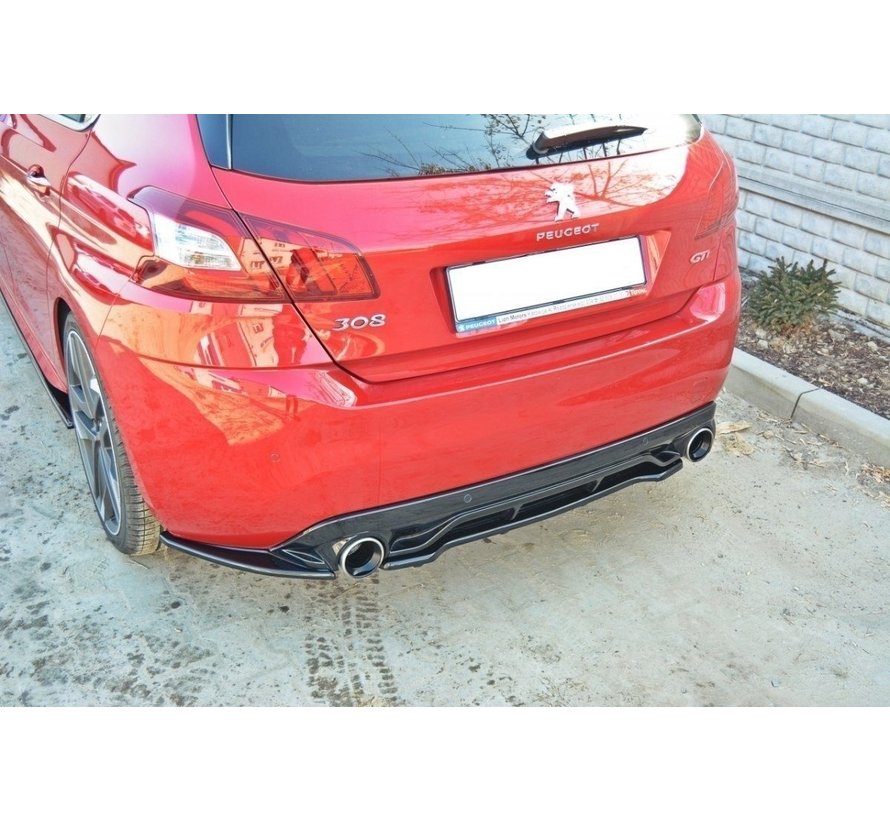 Maxton Design CENTRAL REAR DIFFUSER PEUGEOT 308 II GTI (with vertical bars)