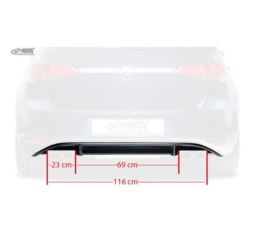 Achterskirt 'Diffusor' passend voor Volkswagen Golf VII HB 3/5-deurs 2012- 'R-Look' excl. GTi/GTD (PUR) (ongespoten)