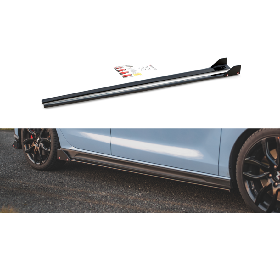 Maxton Design Side Skirts Diffusers V.5 + Flaps Hyundai I30 N Mk3 / Mk3 FL Hatchback/Fastback