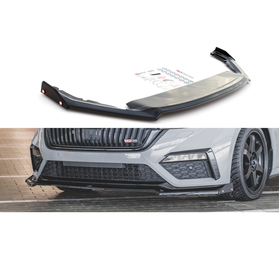 Maxton Design Front Splitter V.2 + Flaps Skoda Octavia RS Mk4